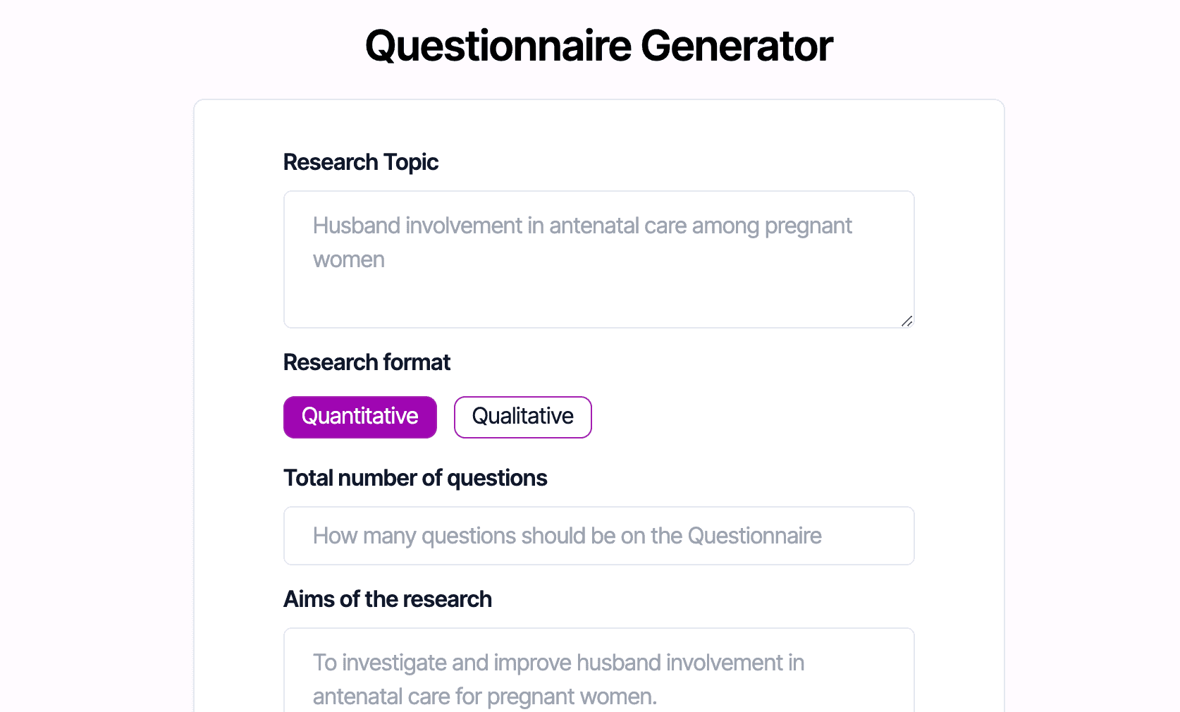 Questionnaire Generator Demo