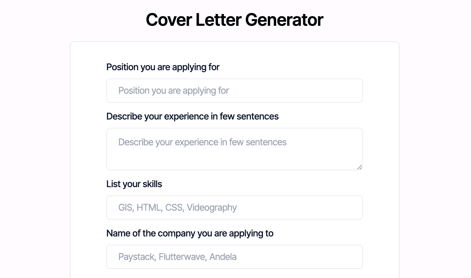 Cover Letter Writing Demo